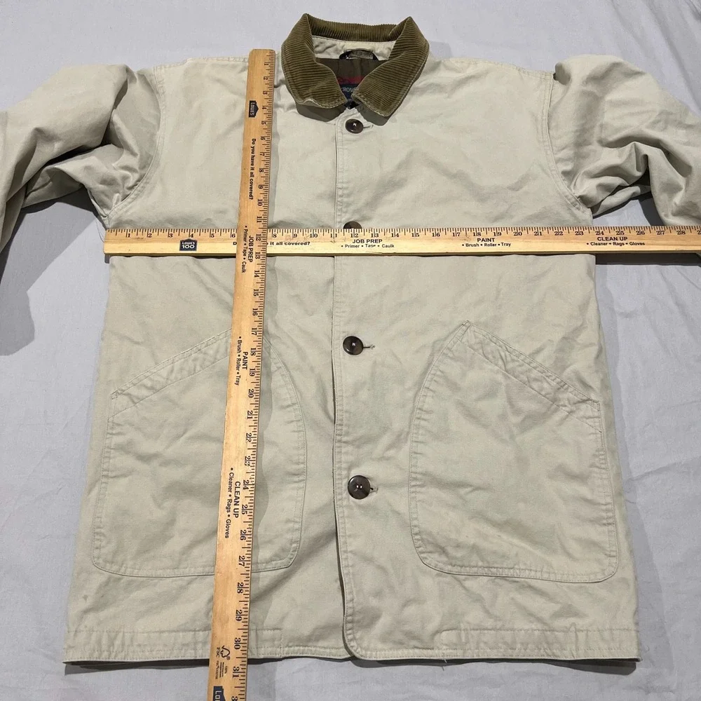 VTG Abercrombie & Fitch Country Mens Cream Corduroy Collar Canvas Chore Coat S